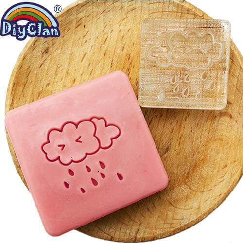 Rain Handmade Natural Resin Soap Stamp Diy Cloud Pattern Organic Glass Soap Making Tools Acrylic Chapters With Handle Z0194KY
