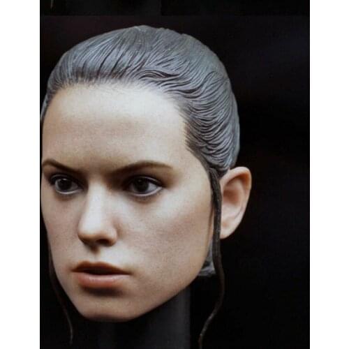 1/6 Movie Actress Star Rey Head Sculpt PVC Daisy Ridley Head Carved Fit 12'' Female Soldier Action Figure Body