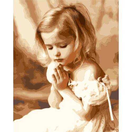 Figure princess White dress girl oil painting package diy digital oil painting by the number with kits adult practice color