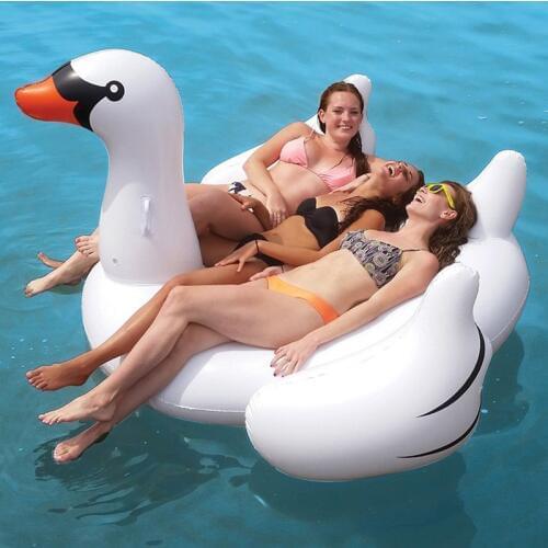 60 Inch 1.5M Giant Inflatable Swan Pool Float Ride-On Swan Pool Swimming Ring Holiday Party Water Fun Toys Islands Boias Piscina