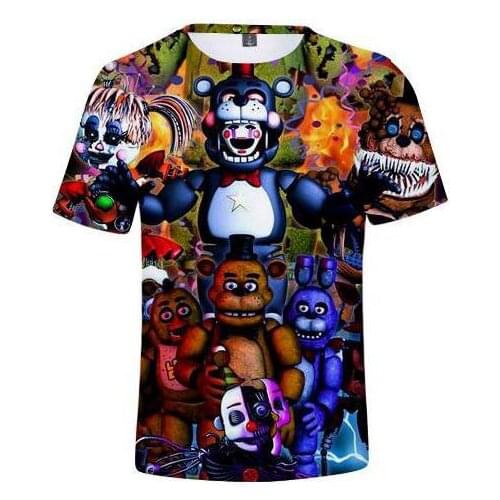 Hot Selling 4T-14T Years kids t shirt Five Nights 3D printed t-shirts boys girls fashion short sleeve tshirts FNAF Child t-shir