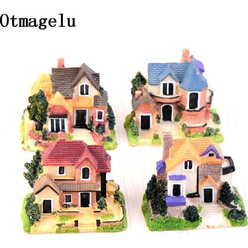 Artificial Western-style luxury villa Figurines Miniatures DIY Ornament Ggarden Gnome Home Decoration Microscopic Landscape