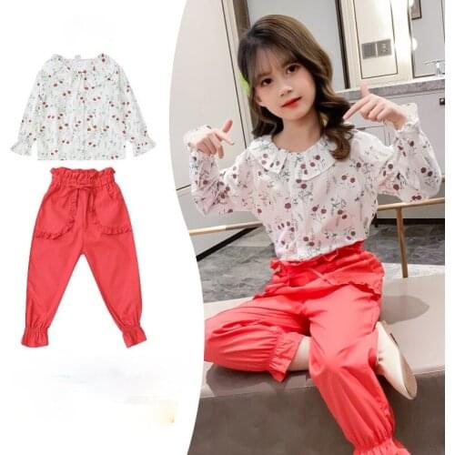 Girls' Suit 2021 New Childrens Leisure Autumn Top + Trousers Kids Boutique Clothing Wholesale