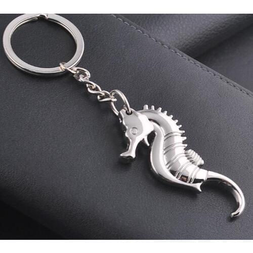 Creative key chain metal key chain attachment seahorse bottle opener