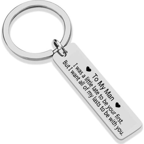 Metal To My Man I Was a Lattle Keychain Boyfriend Husband Gift Jewelry