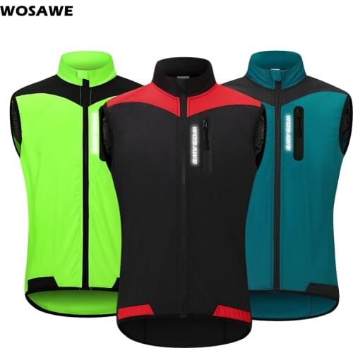 WOSAWE Mens Lightweight Cycling Vest Reflective Windproof Outdoor Sports Sleeveless Jacket Running Hiking MTB Bike Bicycle Vest