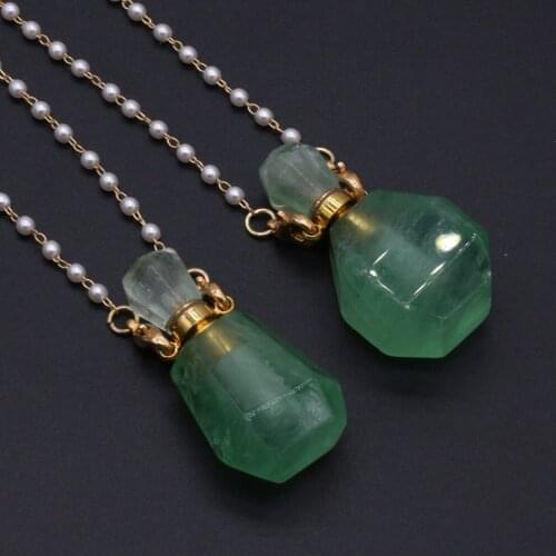 New Style Natural Stone Green Aventurine Perfume Bottle Necklace For Women Free Gift Accessory Glasses Frames Pearl Chains