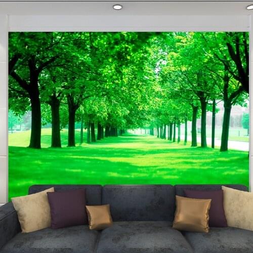 3D New Custom Boulevard Photo Wallpaper Green Forest Enviormental Natural Landscape Wall Mural Living Room Sofa TV Background