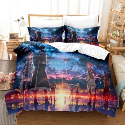 New Sword Art Online Bedding Sets US/Europe/UK Size Quilt Bed Cover Duvet Cover Pillow Case 2-3 Pieces Sets Adult Children