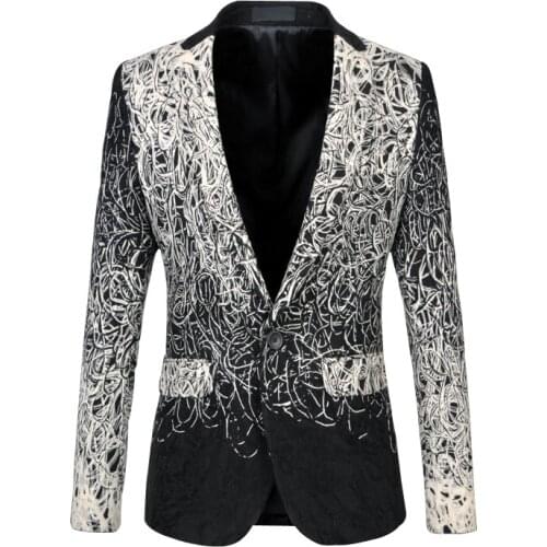 Casual Blazer Fashion Men Slim Suit Jacket Wedding Groom Stage Costume Singer Host Dancer Ball Party Prom Nightclub Large Size