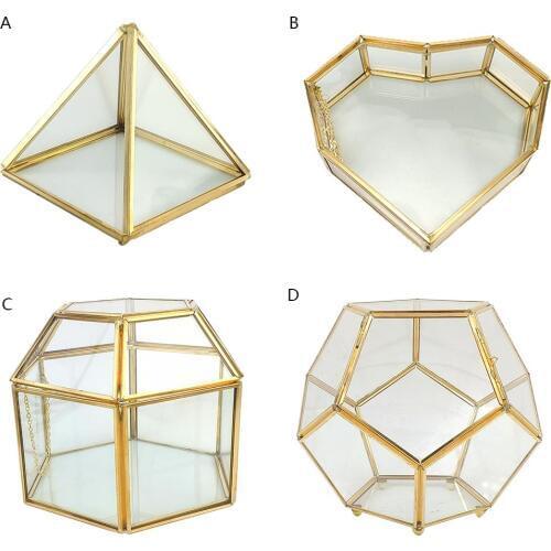 Nordic Transparent Ring Box Home Transparent Glass Tabletop Display Case Jewelry Trinket Glass Box For Home Decoration
