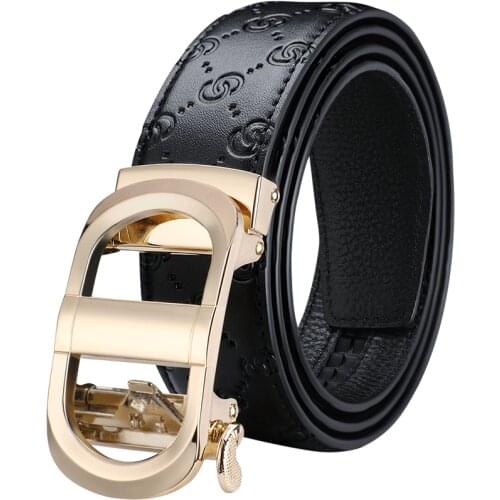 WilliamPolo leather belt mens luxury brand top mens belt mens metal automatic buckle belt 18489p