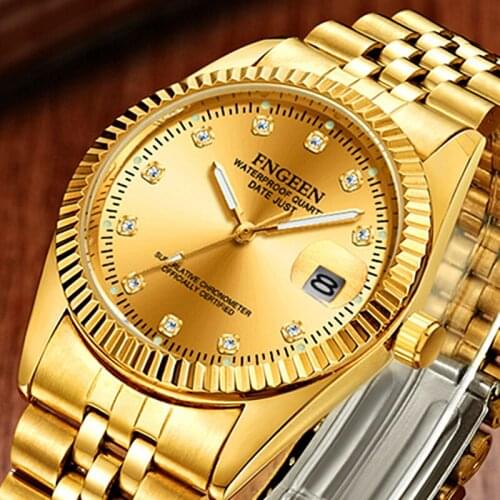 Luxury FNGEEN Brand Watch Men Business Masculino Relogio Male Clock Quartz Watches Mens Gold Waterproof Wristwatch Montre Homme