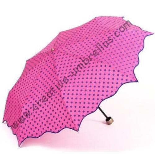 Manual fashional full dot design umbrellas,190T pongee fabric,bag supermini,ladies' parasol,three fold,rain gear,anti-rust