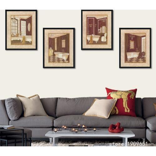 No frame modern bathroom bath crock scenery canvas printings oil painting printed on cotton hotel wall art decoration pictures