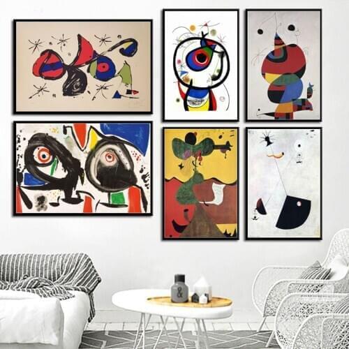 Joan Miro Modern Surrealism Art Paintings Abstract Picture Retro Art Canvas Painting Poster Wall Home Decor No Frame