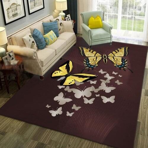 Modern Home Decorative 3D Butterfly Print Living Room Floor Area Rug Dining Room Bedroom Kitchen Decor Bedside Mat Corridor Rug