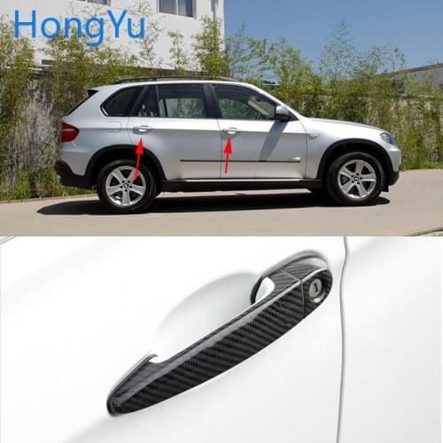 Carbon Fiber Auto Door Handle Knob Exterior Trim Covers for BMW x5 E70 xDrive 30i 48i 35d 35i 50i 40d M50d 2008 - 2013 Sticker