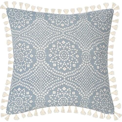 Boho Fringe Throw Pillow Case with Tassels Geometric Floral Print Cushion Cover