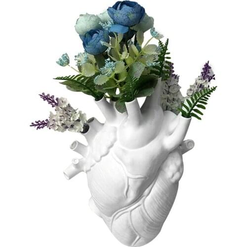 Flower Vase Home Desktop Heart Shaped Flower Plant Resin Ornament Home Decoration Accessories Glass Vase Flower Vases For Homes