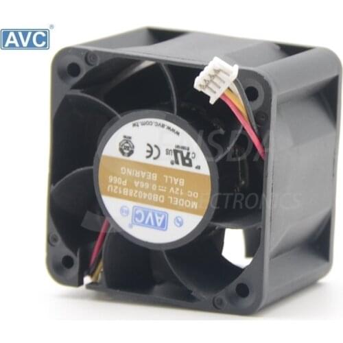 For AVC DB04028B12U P066 DC 12V 0.66A Cooling Fan For Server Square Fan 40x40x28mm 40mm 4-Wire