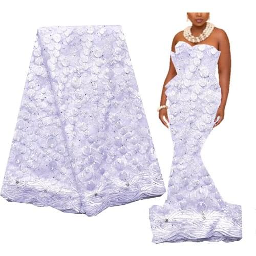Embroidered Nigerian African White Lace Fabric 2021 5 Yard Wedding High Quality Swiss Luxury Shining Lace French Lace Fabric