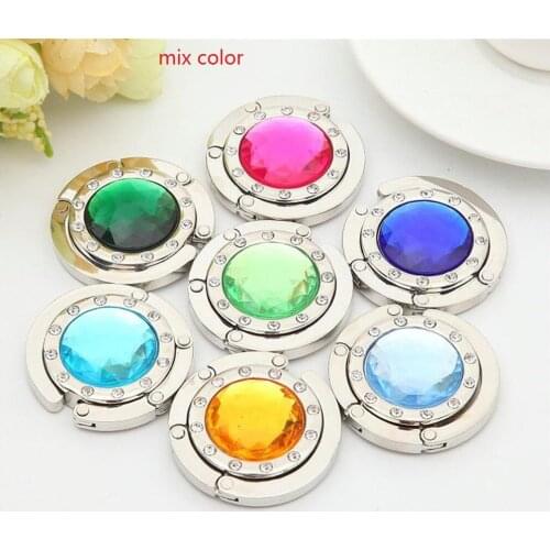 High Quality Fashion Foldable Folding Crystal Alloy Purse Handbag Hook Hanger Bag Holder Free Shipping