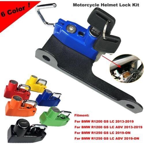 Motorcycle Helmet Lock with 2 Keys for BMW MW R1200 GS LC /ADV 13-19, R1250GS Adventure 2019 Aluminum alloy 6 color Helmet Lock