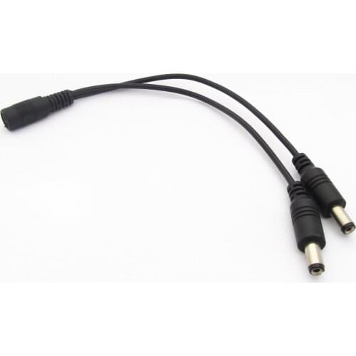 10pcs DC Power Splitter Cable DC 5.5x2.1 Female 1 to 2 Male Cord For CCTV Camera