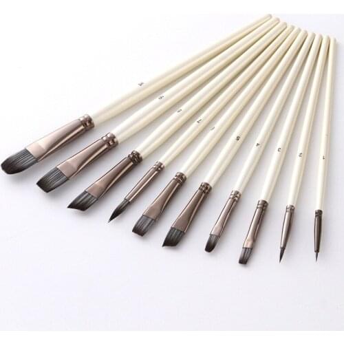 10 pieces of pearl white pen holder oil painting pen black and white nylon wool watercolor pen art supplies