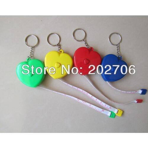 150cm/60inch heart shape measure tape gift promotion tape waist tape love shape body measure with key ring 50pcs/lot