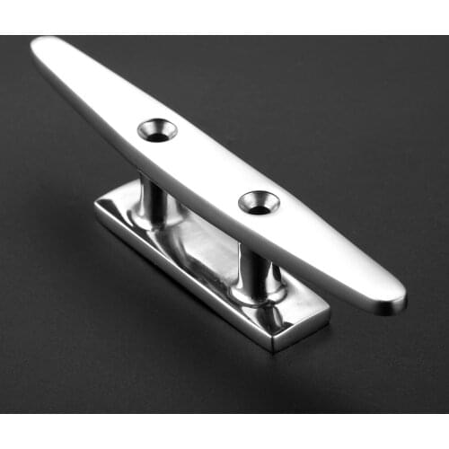 2Pcs Marine Flat Top Mooring Cleats 5in 125mm Low Silhouette Mount Deck Yachts Car Trailer Boats Rope Cleats 316 Stainless Steel