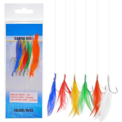 20Paks/10Packs New Sabiki rig fishing lure string hook with feather Saltwater Fish hooks Sea Cod Artificial Bait Fishing Tackle