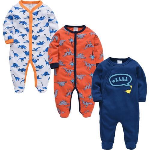 2020 3 pcs/lot Baby Girls Boys Clothes Summer Cotton Jumpsuit Newborn Babies Rompers 0-12 months Long Sleeve Pajamas