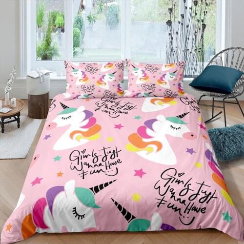 3D Digital Printing Unicorn Bedding Set Animal Microfiber Queen King Duvet Cover with Pillow Sham Bedding Sets Home Textiles