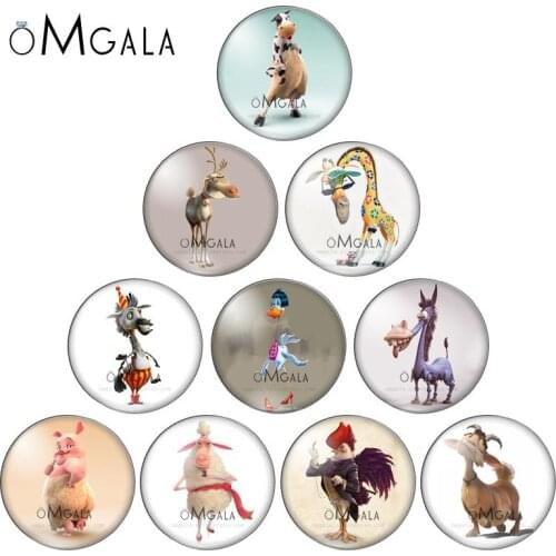 3D Cute Horse Cow Pig Sheep Donkey Animal love Round photo glass cabochon demo flat back Making findings 12mm/18mm/20mm/25mm