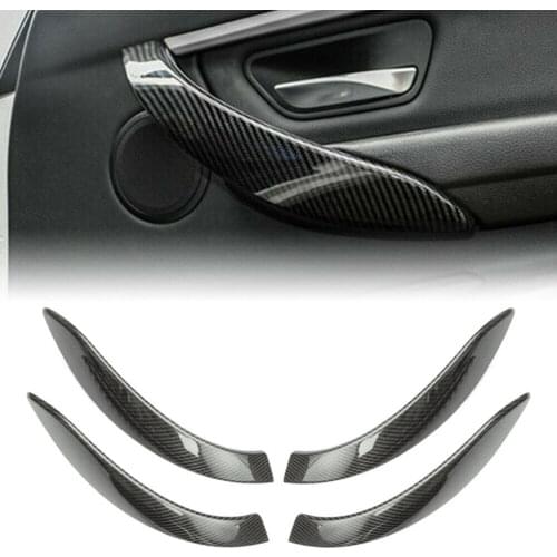 4PCS Carbon Fiber Look Interior Door Handle Cover Trim for BMW 3 Series F30 F31