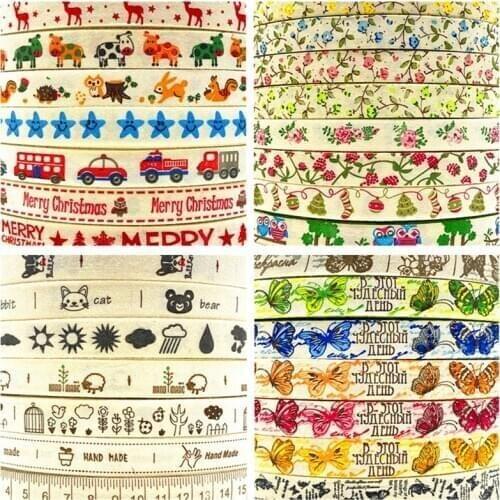 5Yards 15mm Cotton Ribbon Handmade Design Printed Cotton Ribbons For Wedding Christmas Decoration DIY Sewing Fabric
