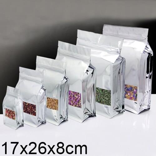 Aluminum film Zip Lock Stand up Pouch Packing Bag with window 17x26x8cm 50pcs/lot