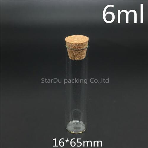 Free shipping 48pcs/LOT diameter 16*65mm 6ml Wishing Glass Bottle with Cork ,High-quality Glass Vials Display Bottle Wholesale