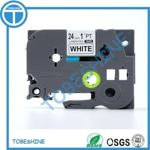 Free shipping compatible for ptouch label ribbon TZ laminated 24mm black on white label tapes tz 251 tze251 tze 251