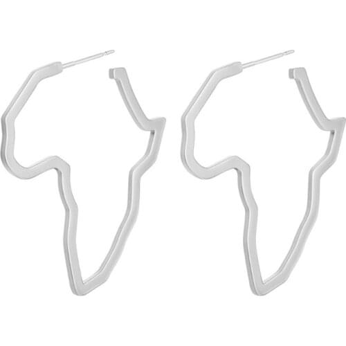 1Pair Big Earrings Africa Map Exaggerate Larger Earring Gold Color African Ornaments Traditional Ethnic Hyperbole Gifts