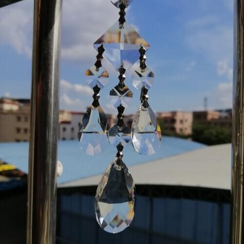 Camal 1set 14cm Handmade Crystal Chandelier 38mm Mesh Pendant Prism Garden Window Wedding Decor Suncatcher Ornament Art Hanging