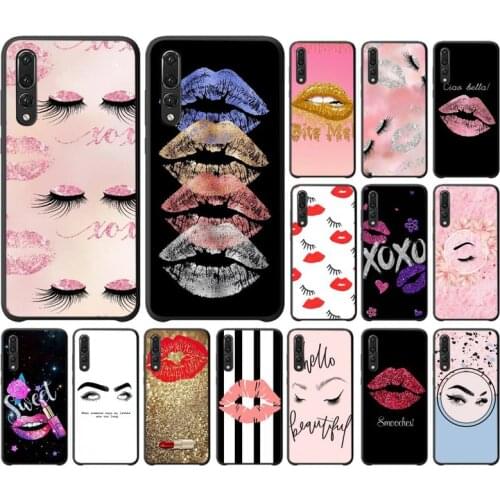 YNDFCNB eyelash Makeup Lip Phone Case for huawei P 8 9 10 20 30 40 pro lite P9 lite 2019
