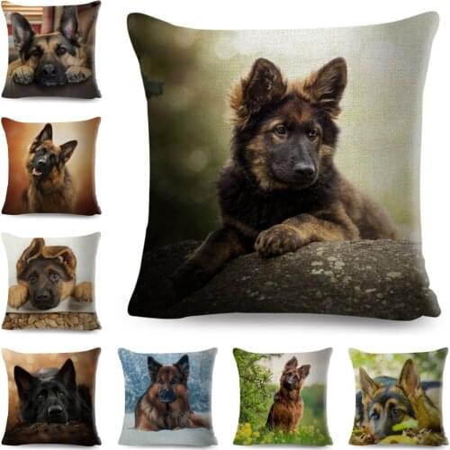 Brave German Shepherd Pillowcase Decor Pet Animal Dog Cushion Cover Polyester Pillow Case for Sofa Home Children Room 45x45cm