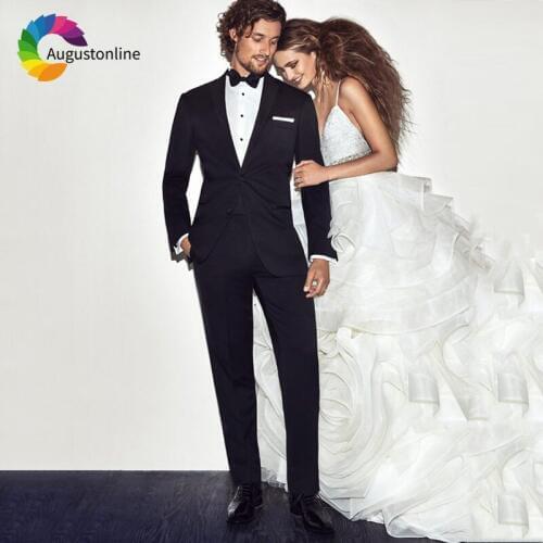 Black Wedding Suits for Men Groom Wear Terno Tuxedos Slim Fit 2 Pieces (Jacket+Pants) Groomsman Prom Suits Costume Homme Blazer