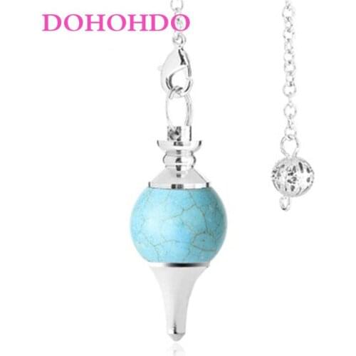 Balance Reiki Natural Stone Crystal Tiger Eye Amethys Dowsing Pendulum Circular Cone Charms Pendant For Men Women Divination