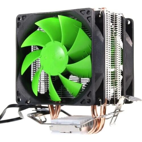 DC12V 3Pin Dual Copper Pipes Dual Fans CPU Cooler Heatpipe Fans Heatsink Radiator for LGA2011/1366/1155/1156/775 AM3 AM2