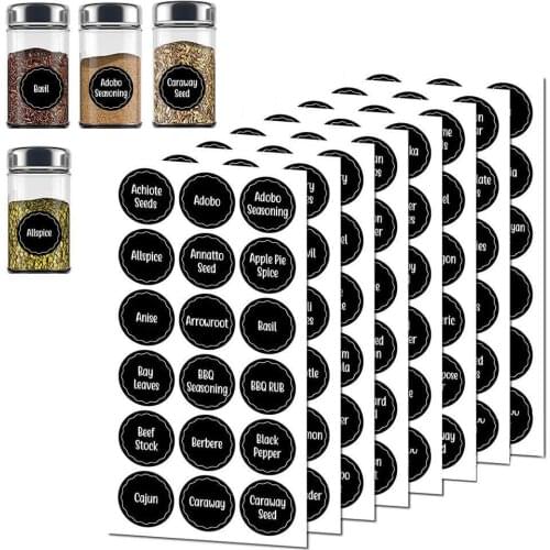 144 Printed Spice Jar Labels And Food Pantry Stickers 3.8cm DIY Manual Label Home Kitchen Management Tools