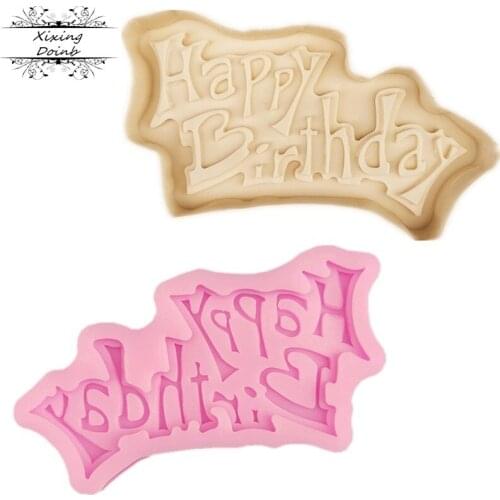 1Pcs Happy birthday Sugarcraft Silicone Mold Letter form Chocolate Fondant Cake Decorating Tools dessert decorators